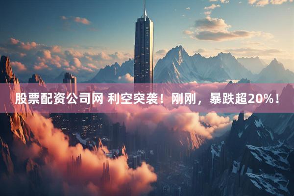 股票配资公司网 利空突袭！刚刚，暴跌超20%！